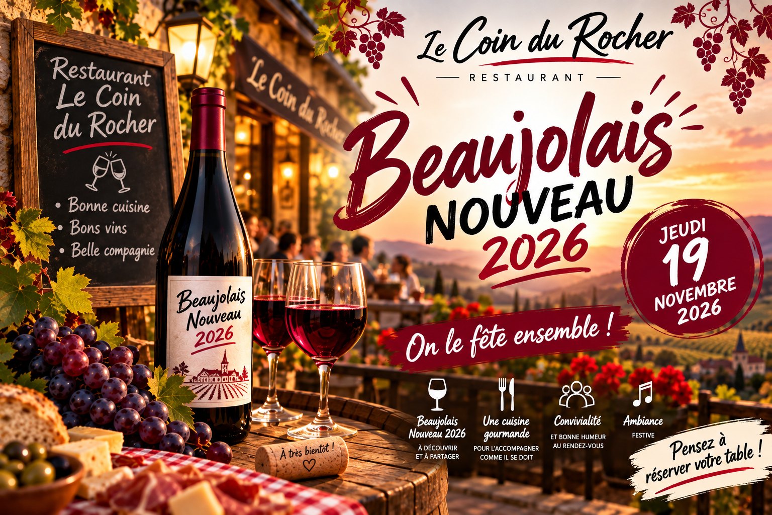 Beaujolais Nouveau Is Coming to Le Coin du Rocher!