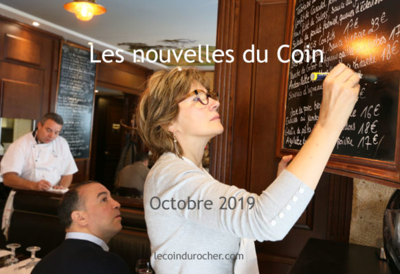 Newsletter du restaurant Le Coin du Rocher Paris - octobre 2019
